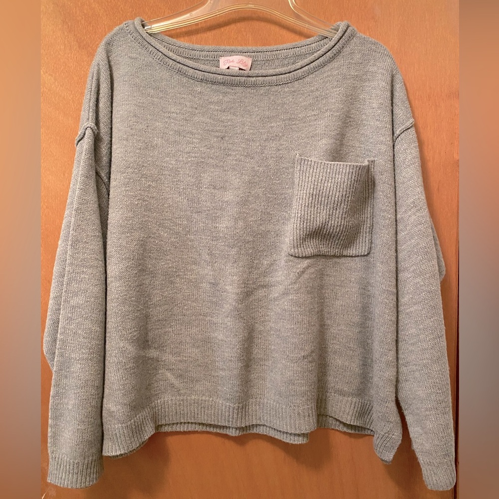 Oversized Slouchy Grey Sweater with Pocket